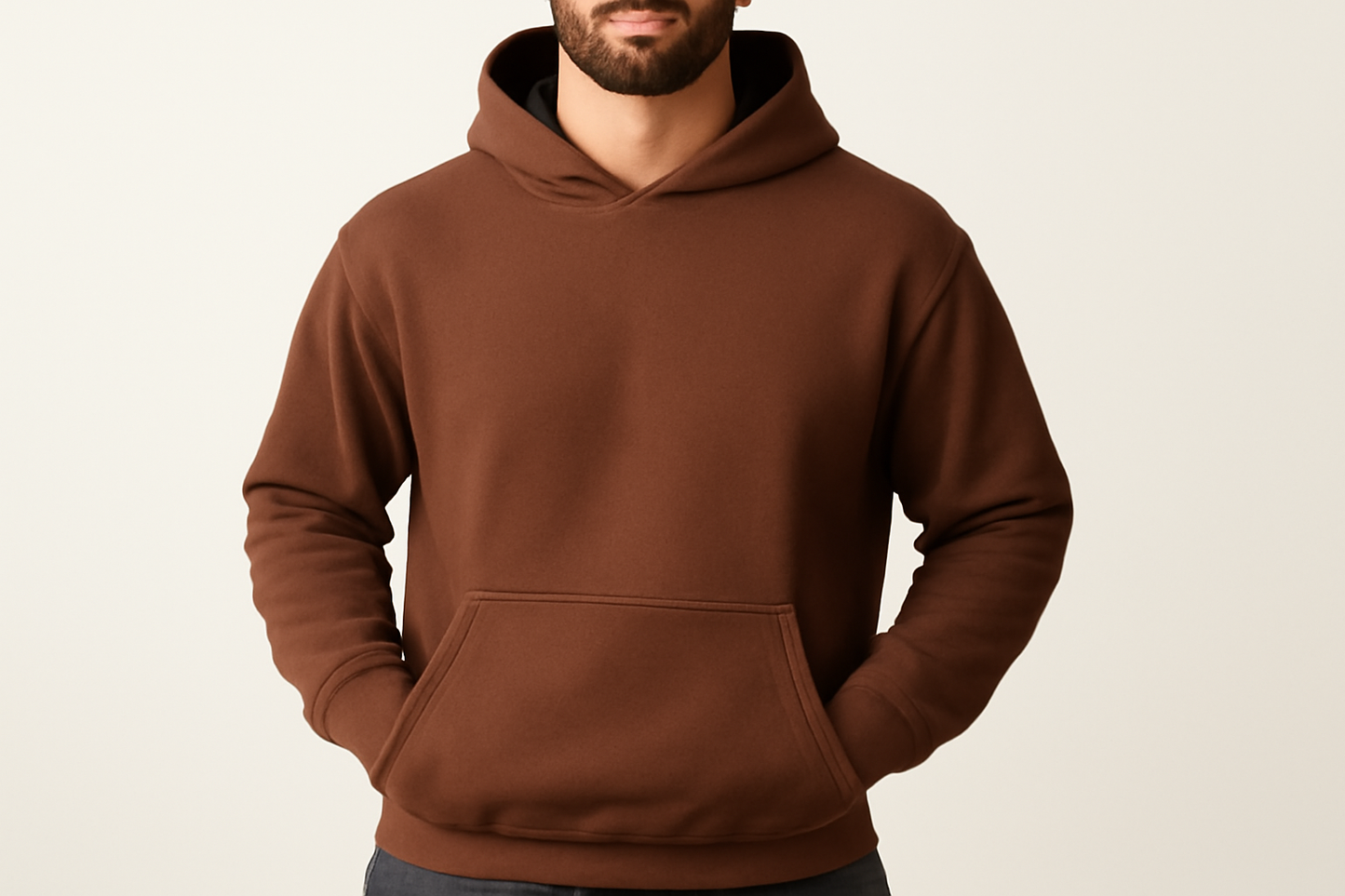 Drop Shoulder Hoodie- Brown