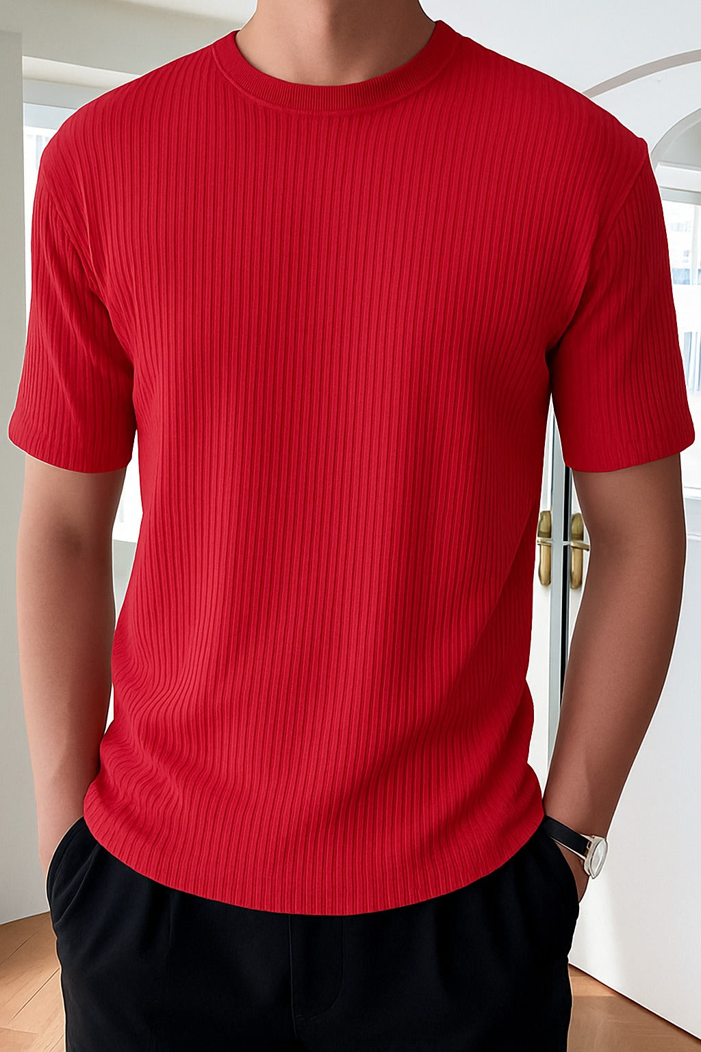 Rib T-Shirt Red