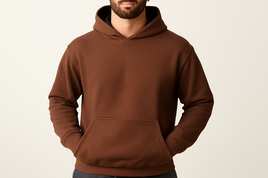 Drop Shoulder Hoodie- Brown