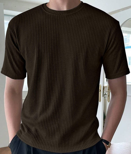 Rib T-Shirt Deep coffee