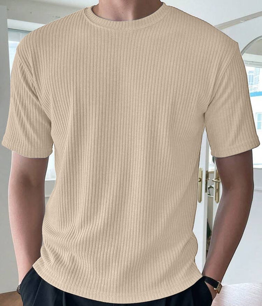 Rib T-Shirt Beige