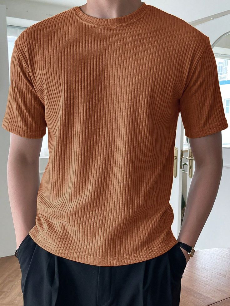 Rib T-Shirt Brown
